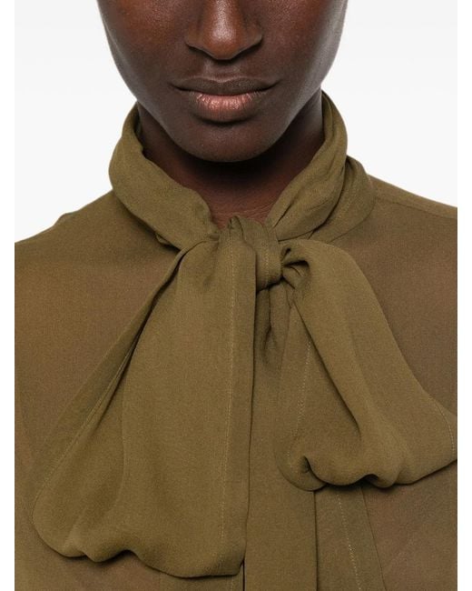 Saint Laurent Green Long-Sleeves Blouse