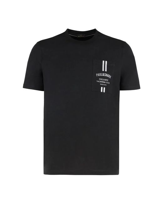 Paul & Shark Black Paul & Shark Cotton T-Shirt With Logo for men