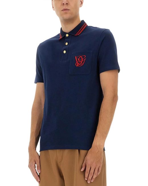 Valentino Blue Cotton Polo Shirts for men