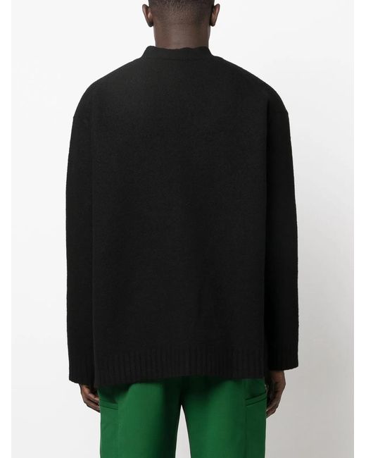Jil Sander Black Oversized Boxy Wool Cotton Cardigan for men