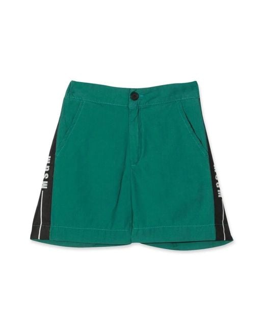 MSGM Green Cotton Bermuda