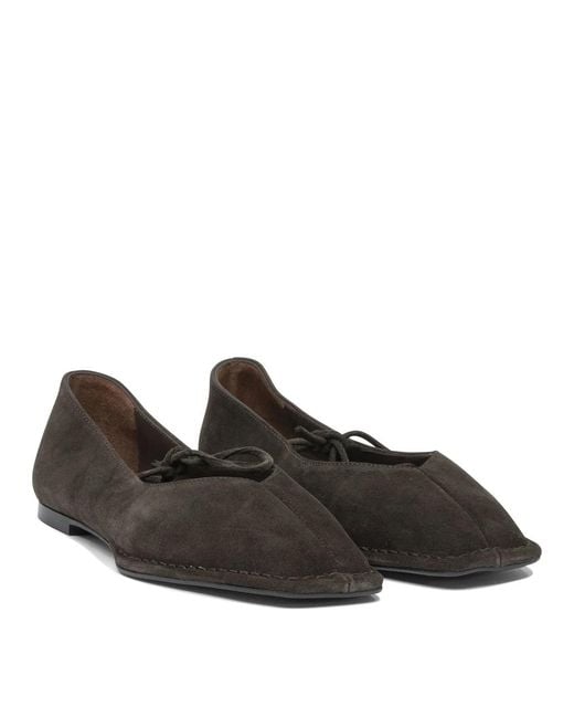Alohas Black Sway Suede Coffee Leather Ballet Flats