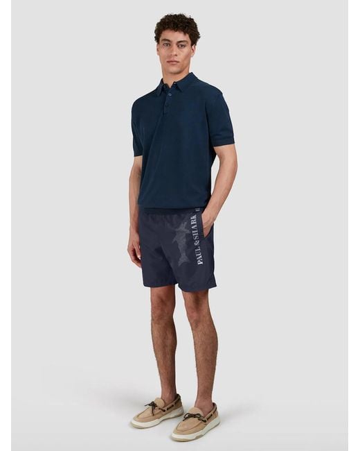 Paul & Shark Blue Paul & Shark Mega Shark Reflex Swim Shorts for men