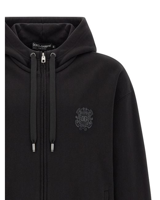 Dolce & Gabbana Black Coat Of Arms Logo Hoodie for men