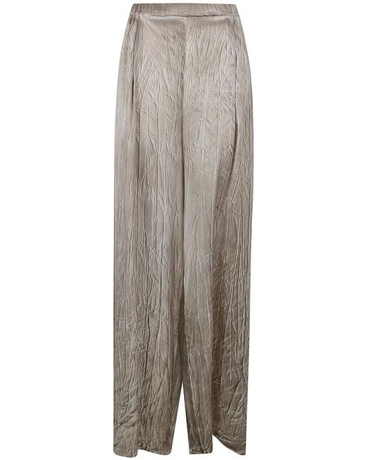 Avant Toi Gray Crumpled Effect Silk Palazzo Pants