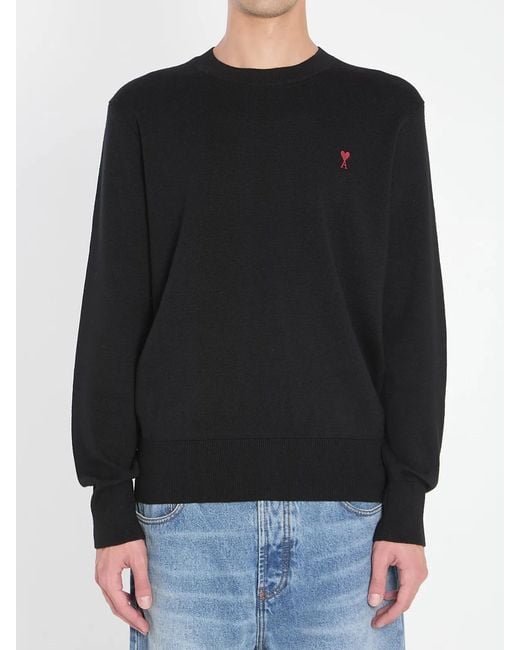 AMI Black Ami De Coeur Sweater for men