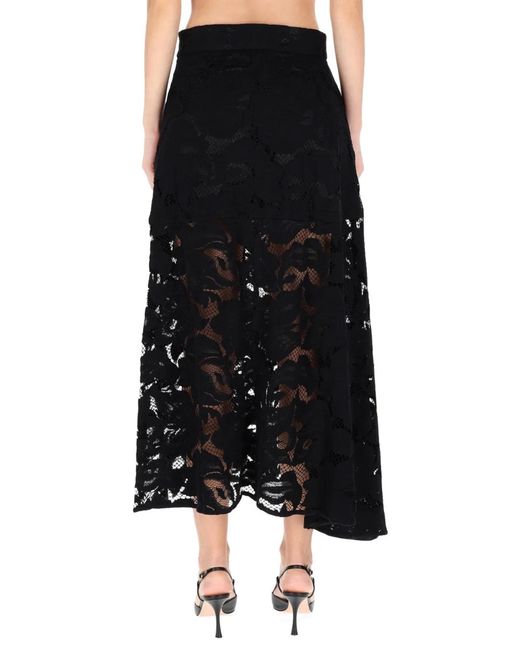 Patou Black Lace Midi Skirt