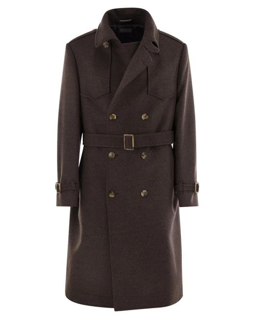 Brunello Cucinelli Black Wool Trench for men