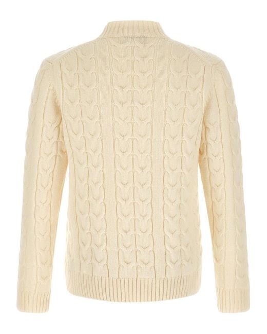 Zanone White Braided Turtleneck Sweater for men