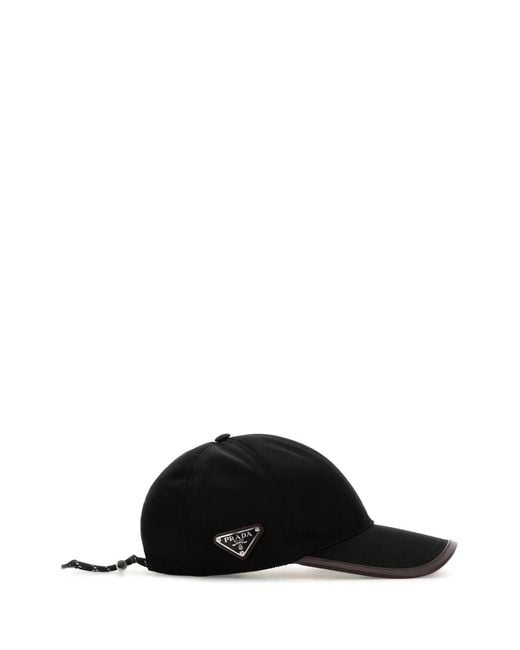 Prada Black Re-Nylon Baseball Cap for men