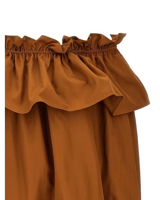 Saint Laurent Brown Flounces Mini Dress