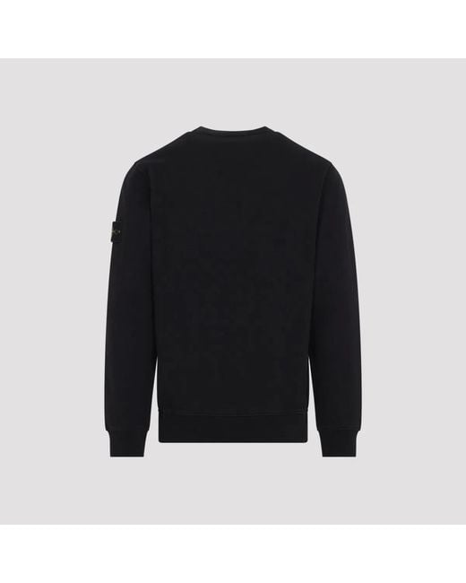 Stone Island Black Crew Neck Cotton Jersey Sweatshirt for men