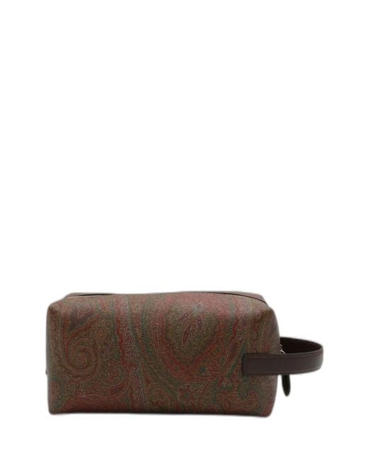Etro Brown Leather Pouch Arnica for men