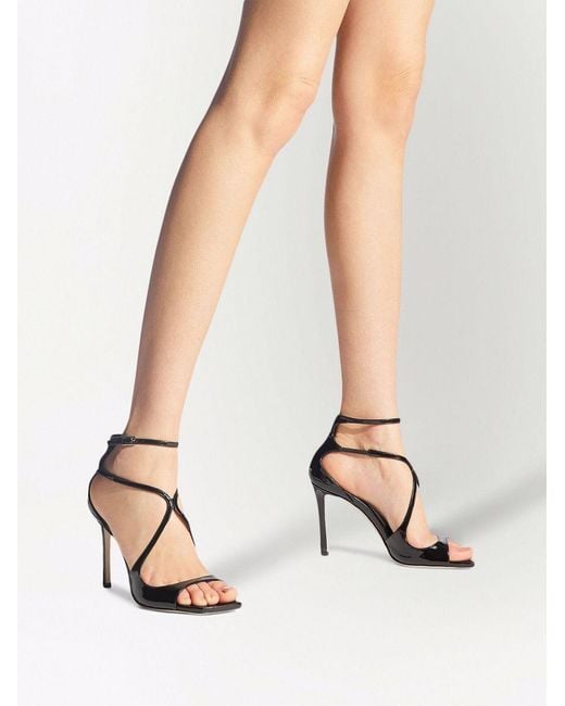 Jimmy Choo Black Leather Rubber Sandals