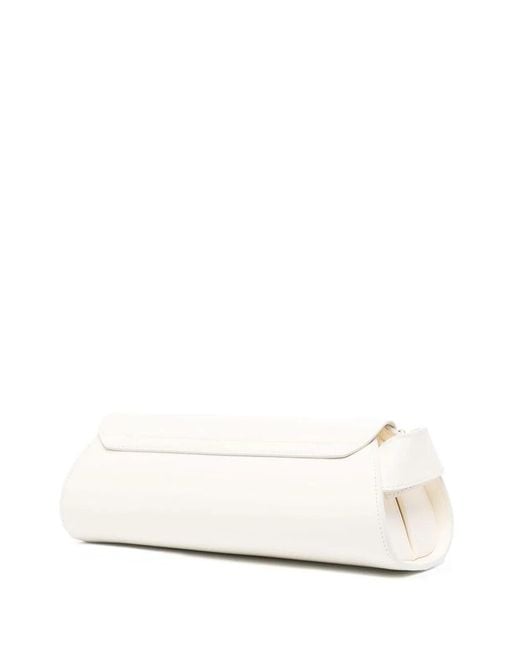 Jil Sander White Cannolo Small Leather Shoulder