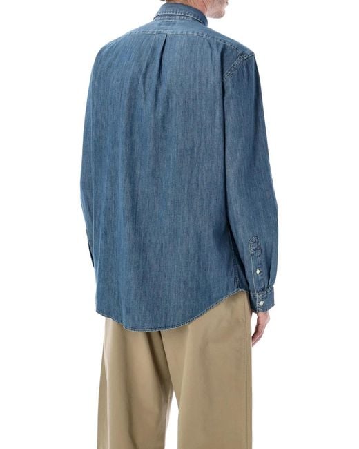 Polo Ralph Lauren Blue Custom-Fit Denim Shirt for men