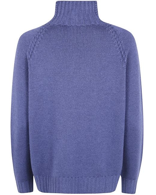 Rossopuro Blue Long Sleeved Turtle Neck Sweater