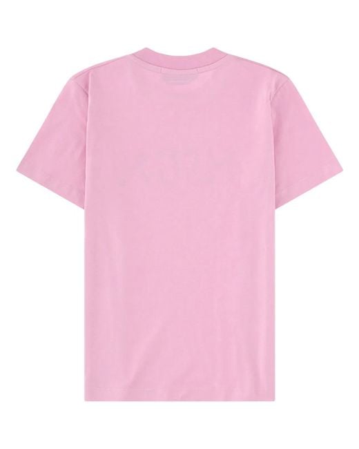MSGM Pink Graphic Crew Neck T-Shirt
