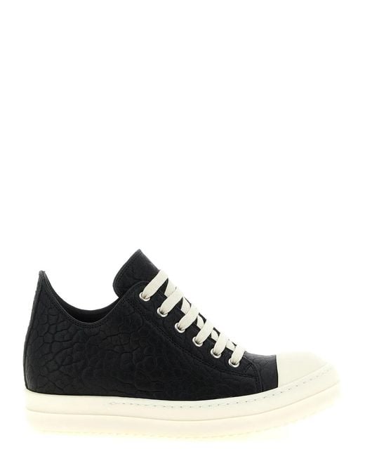 Rick Owens Black Lamb Leather Low Top Sneakers