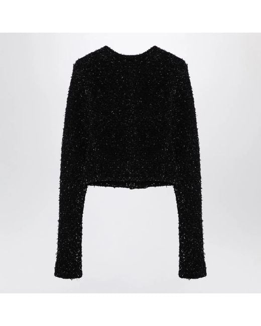 Balenciaga Black Cotton Blend Tweed Cropped Cardigan