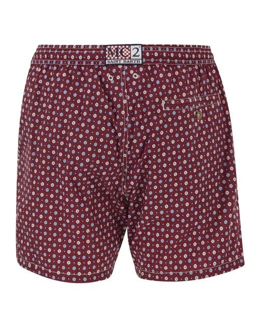 Mc2 Saint Barth Red Micro-Print Swimsuit for men