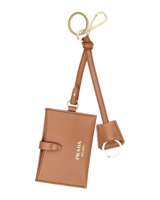 Prada White Leather Keychain Card Holder