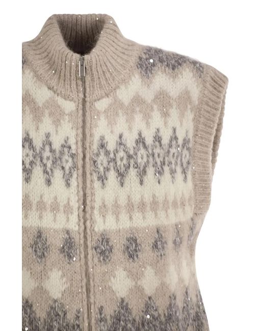Peserico Natural Jacquard Knitted Gilet