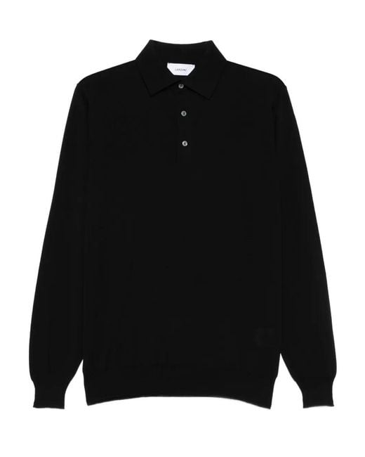 Lardini Black Wool Polo Shirt for men