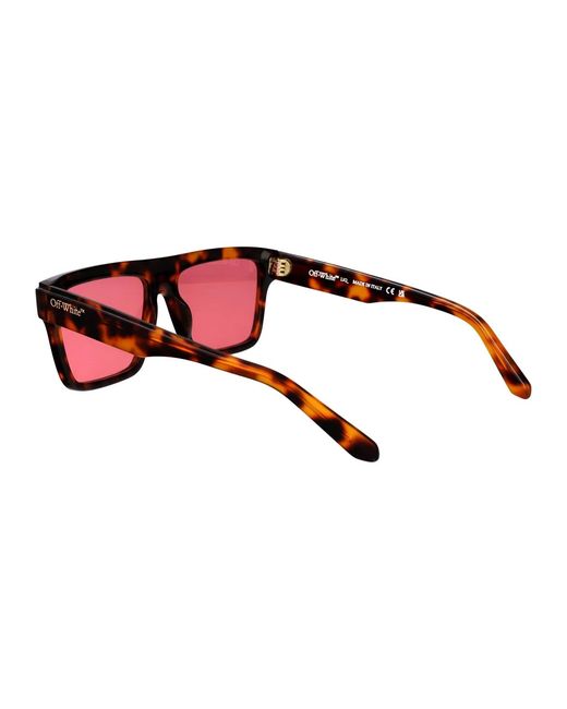 Off-White c/o Virgil Abloh Red Shiny Havana Acetate Sunglasses