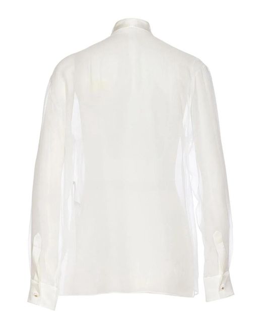 Dolce & Gabbana White Dolce & Gabbana Silk Closure Shirt