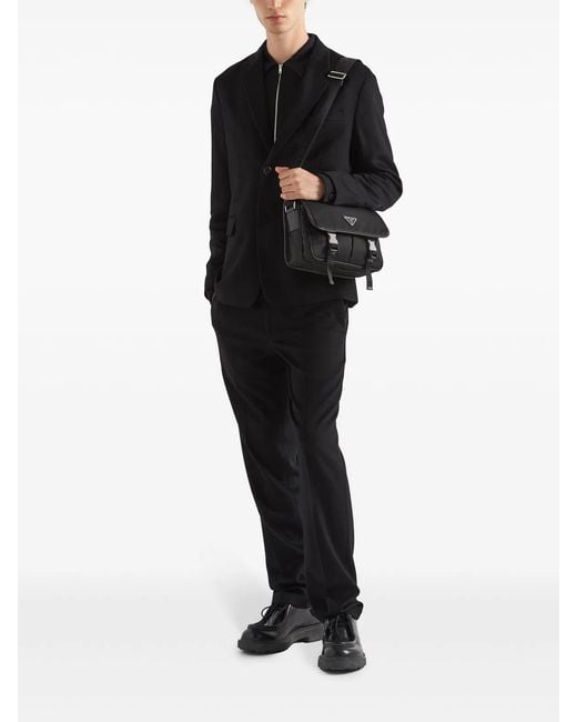 Prada Black Re-Nylon And Saffiano Leather Shoulder Bag for men