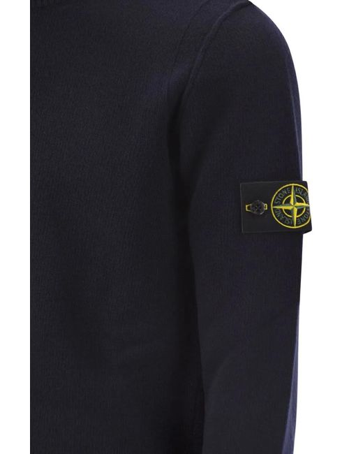 Stone Island Blue Crew-Neck Jumper With Reverse Stitch Details for men