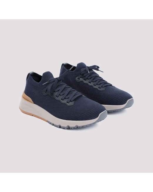 Brunello Cucinelli Blue Wool Shoes for men