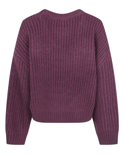 Essentiel Antwerp Purple "Kostar" Embroidered Round Neck Pullover