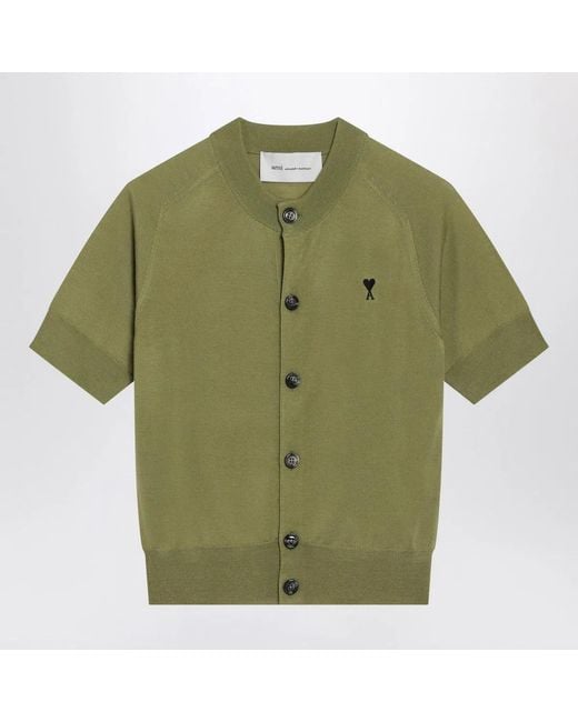 AMI Green Matcha Ami De Coeur Wool Cardigan