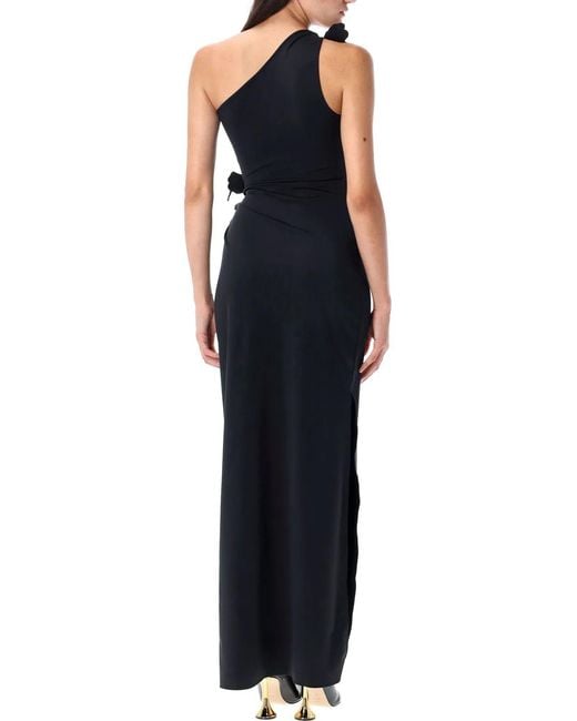 Coperni Black Asymmetric Flower Gown
