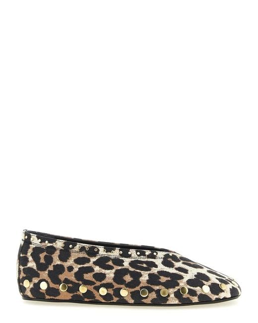 Ganni Multicolor Animal Print Ballet Flats