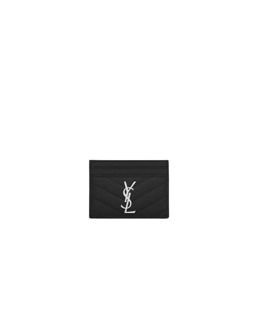 Saint Laurent White Cassandre Matelassé Card Holder