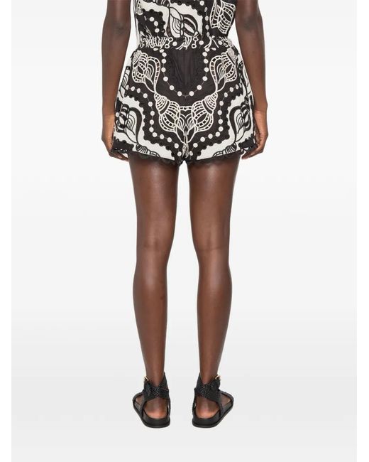 Farm Rio Black Mini Shorts With Embroidery
