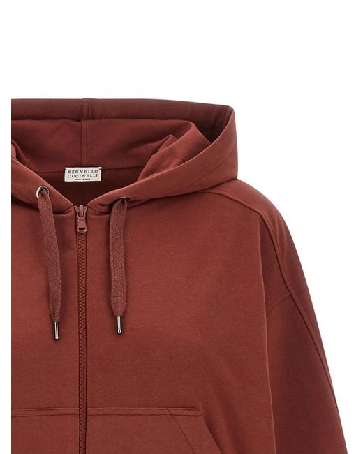 Brunello Cucinelli Red 'Solomei Ad Mcccxci' Hoodie