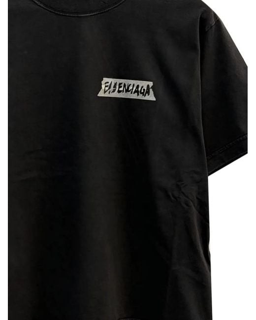 Balenciaga Black Cotton T-Shirts Medium Fit