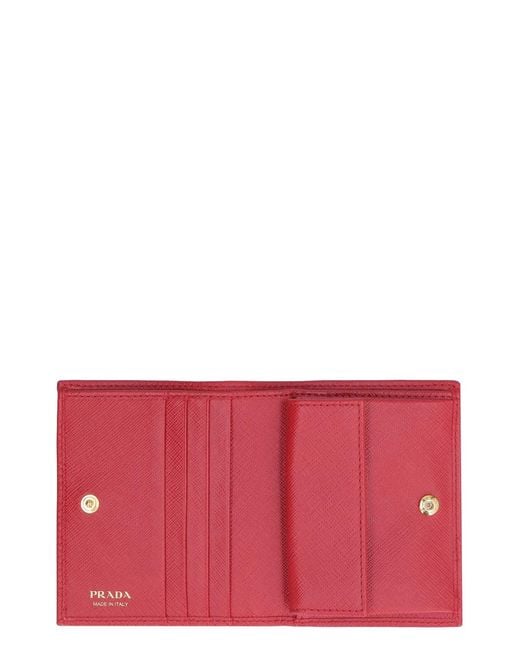 Prada Red Saffiano Leather Wallet