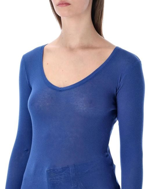 American Vintage Blue Massachusetts Ribbed T-Shirt