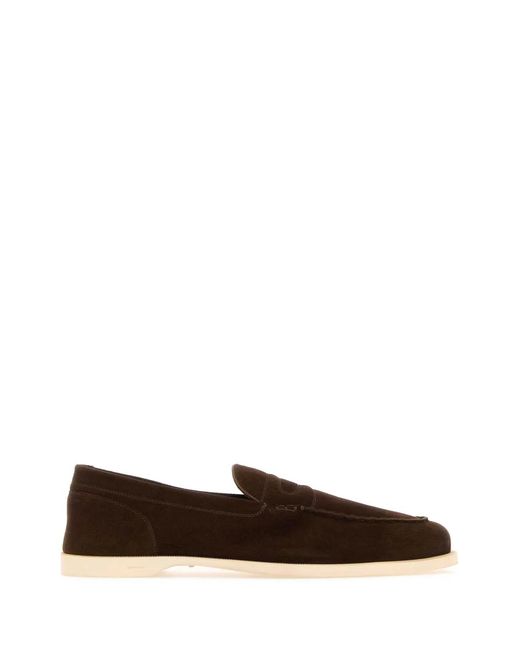 John Lobb Brown Chocolate Suede Pace Loafers for men