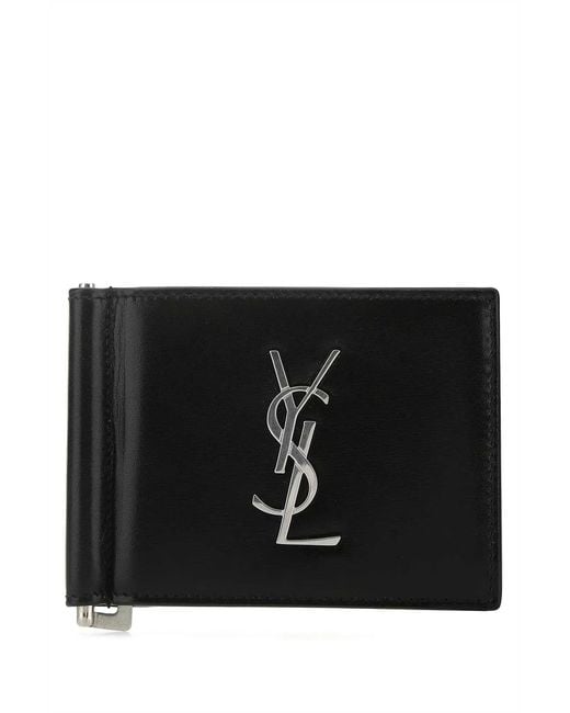 Saint Laurent Black Leather Card Holder for men