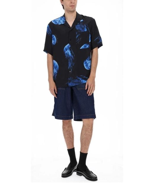 Versace Jeans Couture Blue Camicia Con Stampa for men