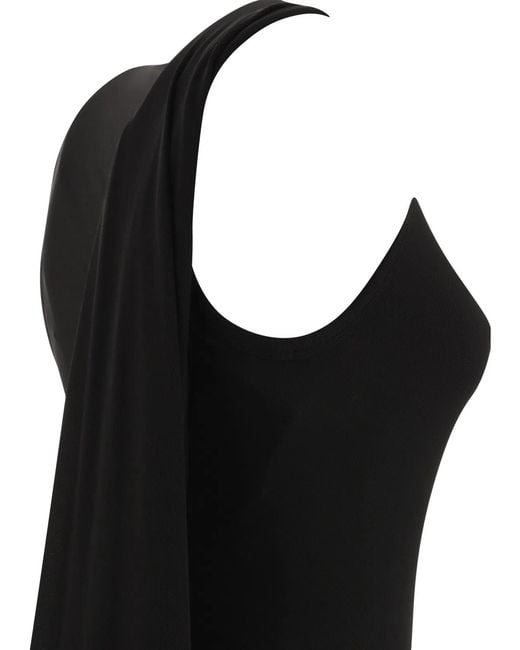 Balenciaga Black Ribbed Jersey Sleeveless Dress