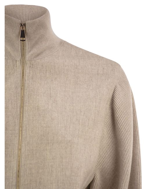 Fabiana Filippi Natural Wool Flannel And Knit Bomber Jacket