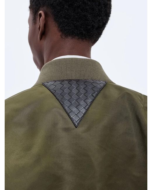 Bottega Veneta Green Padded Nylon Bomber Jacket for men