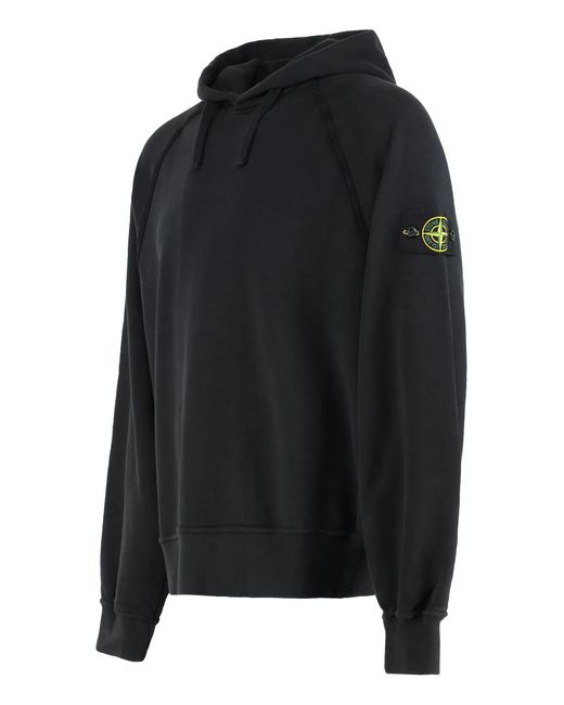 Stone Island Black Cotton Hoodie for men